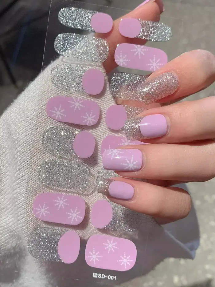 Autocollant de noël pour ongles, flocon de neige d'hiver, Gel Semi-durci, autocollant pour enveloppe
