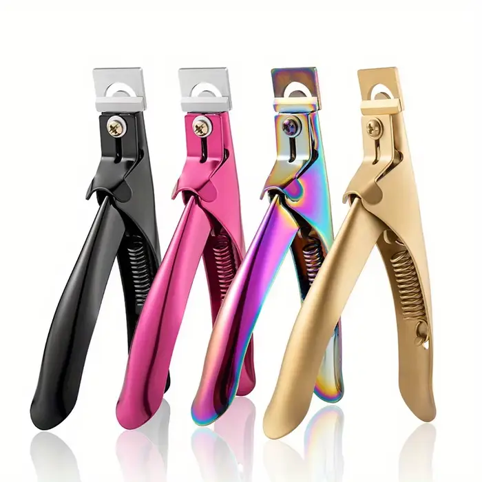 Coupe-ongles en acrylique en acier inoxydable, ciseaux arc-en-ciel, faux-points en U, outils de manu