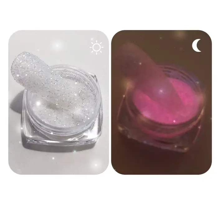 Poudre de sable structurels ente holographique phosphorescente pour les ongles