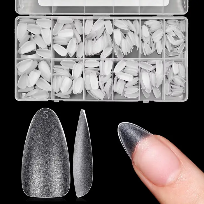 600 pièces pointes d'ongles transparentes amande/café/carrées-longueur moyenne/courte