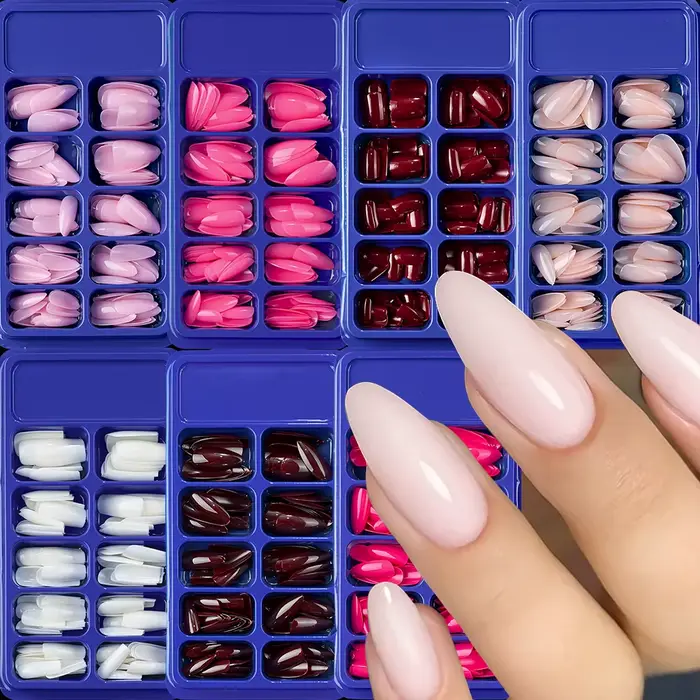 Faux ongles en amande de longueur moyenne