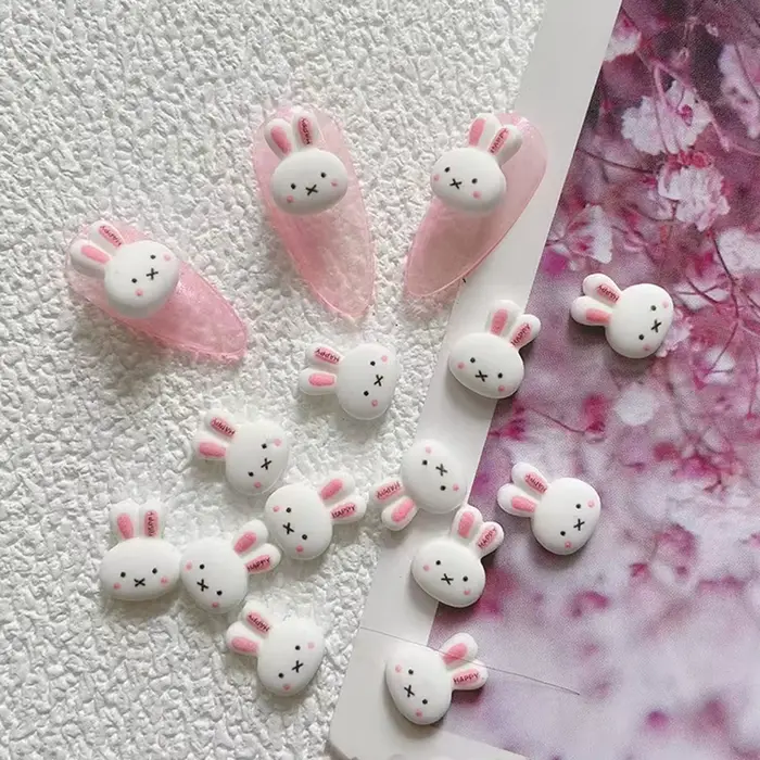 Breloques 3D en forme de lapin pour Nail Art