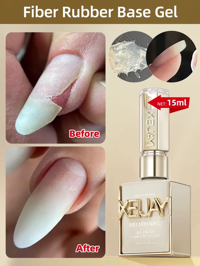 Vernis à ongles Gel à Base de caoutchouc en Fiber de 15ml