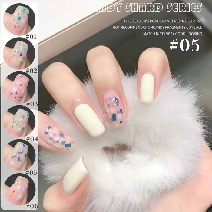 MIANEL 1-16 pièces 12ML Vernis à ongles gelée aux fragments de bonbons japonais d'été