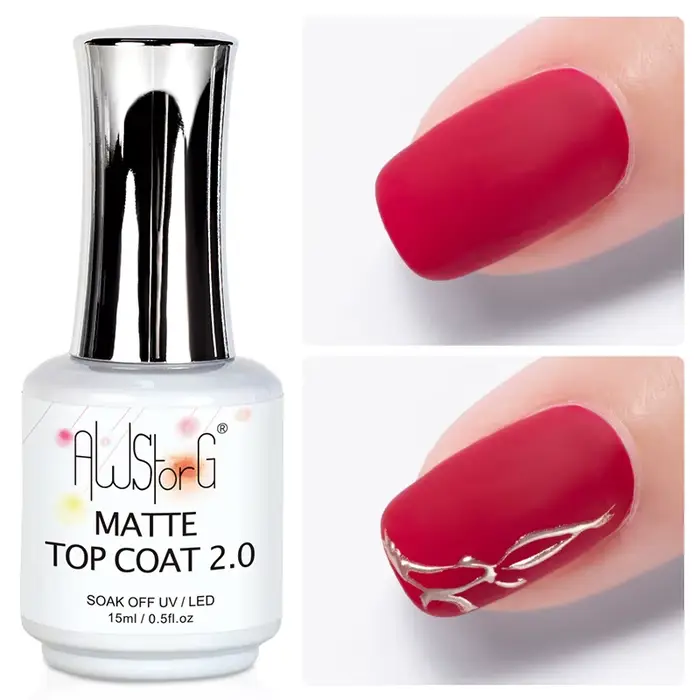 AWStorG 15ml mat couche de finition 2.0 poudre antiadhésive vernis à ongles