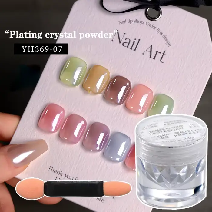 Aurora perle blanc ongles paillettes poussière Chrome clair de lune