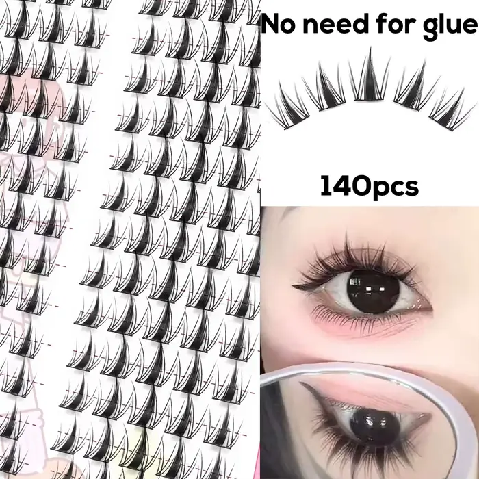 Kit d'extension de faux cils de style coréen à 140 grappes – Parfait pour le maquillage cosplay et l