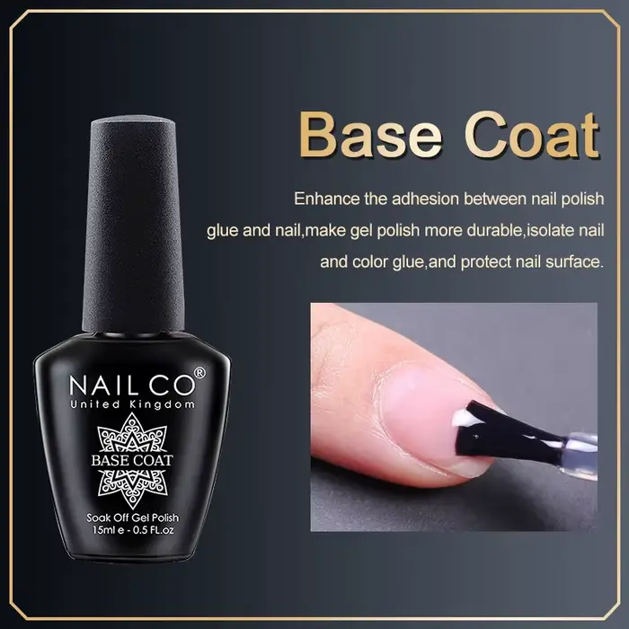 NAILCO 15ml Vernis Semi-Permanent UV Gel Couleurs pour Ongles Manucure Nail Art TOP BASE Vernis Prof