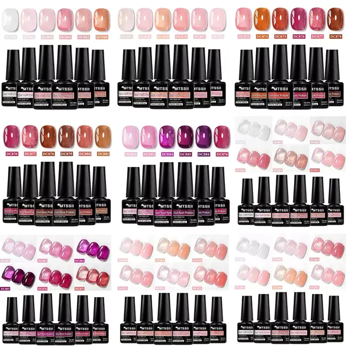 Ensemble de vernis à ongles Gel gelée nue, 6 pièces, transparent, translucide, pour manucure, fourni