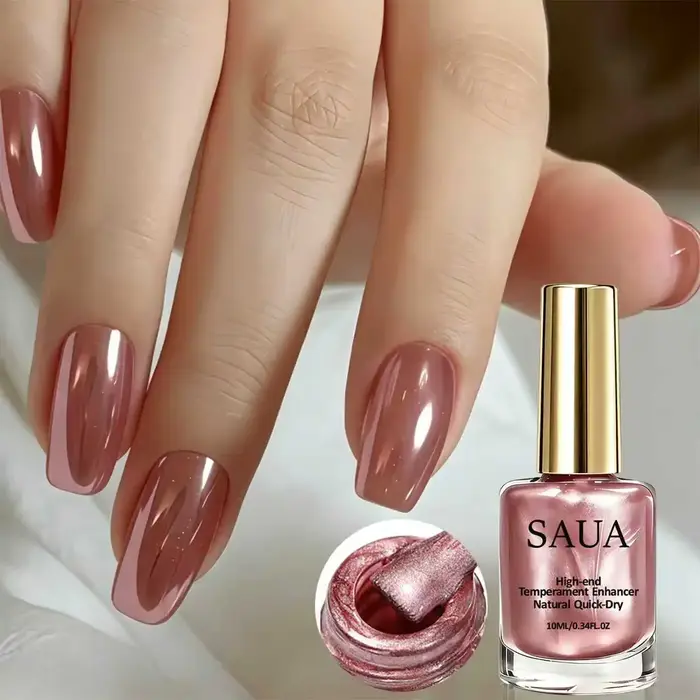 Vernis à ongles métallique or rose, séchage rapide, sans cuisson, amélioration durable de la beauté, pas besoin de lampe UV