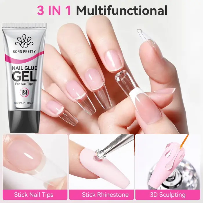 BORN PRETTY Gel adhésif transparent pour ongles 30ml