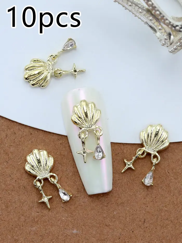 10 pièces d'accessoires de nail art, breloques pour ongles, série Océan exquise, étoile de mer, pend
