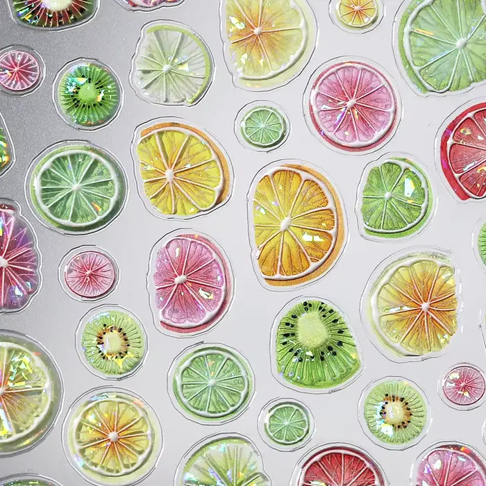 2 autocollants pour ongles en gelée aux fruits tropicaux