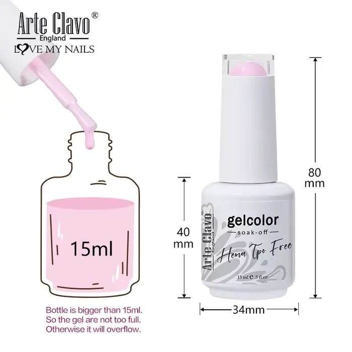 Arte Clavo 15ml Vernis à Ongles Gelée Transparent Rose Glace Été Hybride Semi-Permanent UV Coréen pour Manucure et Nail Art