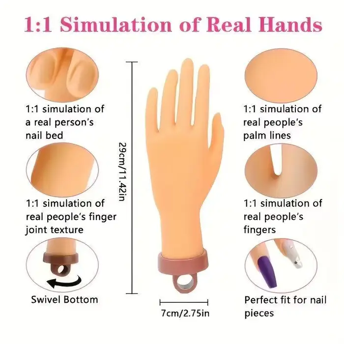 Main d'entraînement pour la pratique des ongles avec support de bureau