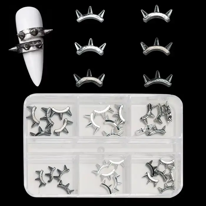 30 pièces nouveau foncé et Cool Y2K Punk Style métal lourd rétro Rivet alliage Nail Art accessoires 