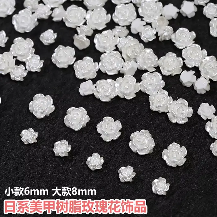 50pcs mignon nouvelle résine Mini 3D blanc plaqué Rose ongles strass gemmes paillettes Nail Art bijoux manucure