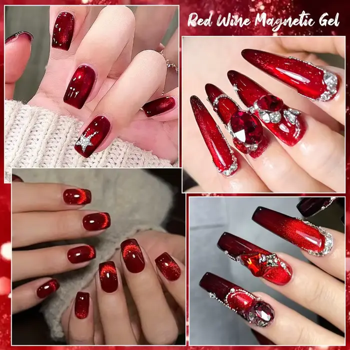 Vernis à ongles Gel magnétique chat vin rouge 10ml