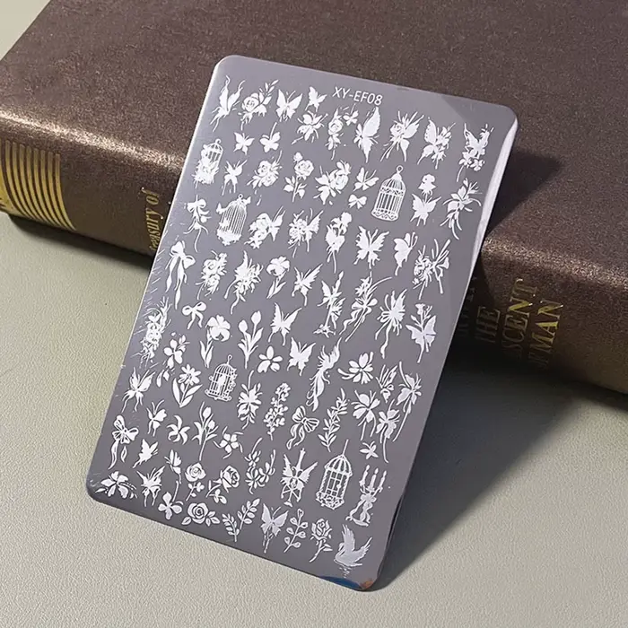 Plaque de tamponnage pour nail art en acier inoxydable, outil de manucure DIY avec motifs créatifs
