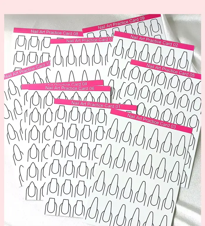 Livre de modèles réutilisables pour la pratique du nail art – Outil d'apprentissage et de dessin pou