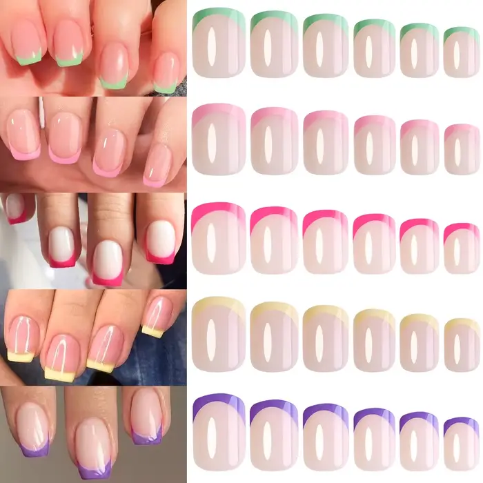 120/240 pièces français court carré faux ongles 12 tailles couverture complète presse sur ongles bri