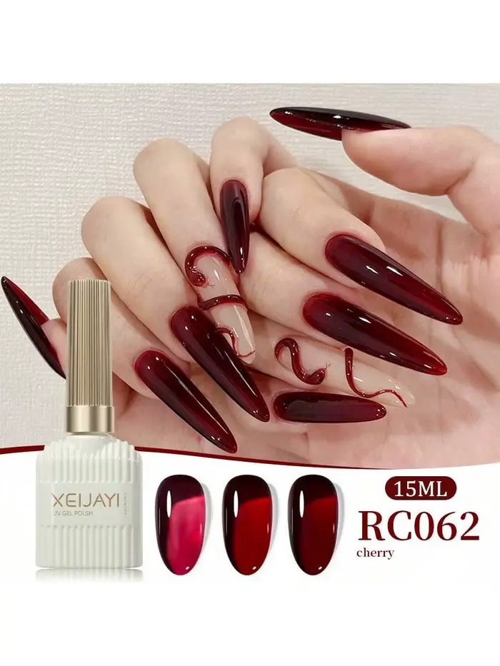 XEIJAYI 1 pièce 15Ml vernis à ongles Gel rouge vin, Nail Art toutes saisons, vernis à ongles Gel Led