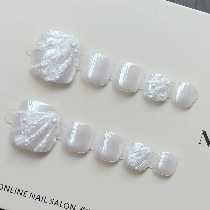 Lot de 10 faux ongles à presser, comprenant des ongles courts carrés pour les orteils, et des ongles