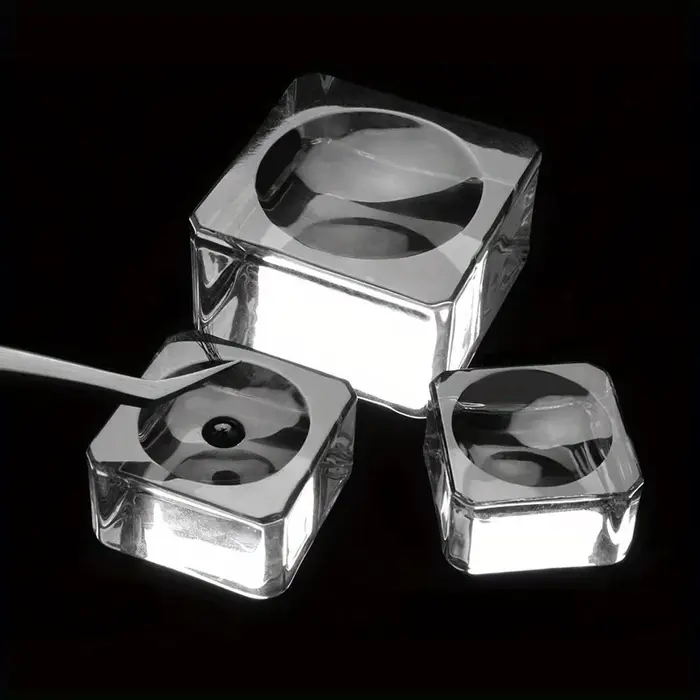Joint carré en verre de cristal, support de faux cils, tampon de colle, 4 tailles, porte-colle, pale