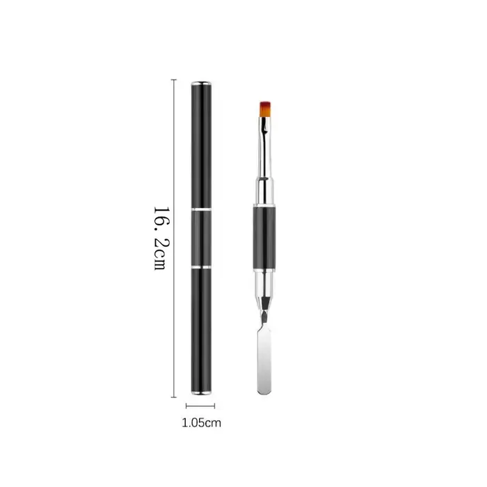Pinceau à ongles et spatule pour gel acrylique, 2 en 1, outil de brosse à ongles, N64.Extension