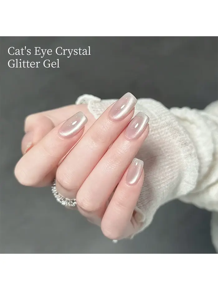 Vernis gel universel pour les yeux de chat argenté de 15 ml. Paillettes