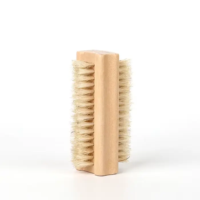 Brosse à ongles Double face, manche en bois, pour manucure et pédicure, douce, élimine la poussière,
