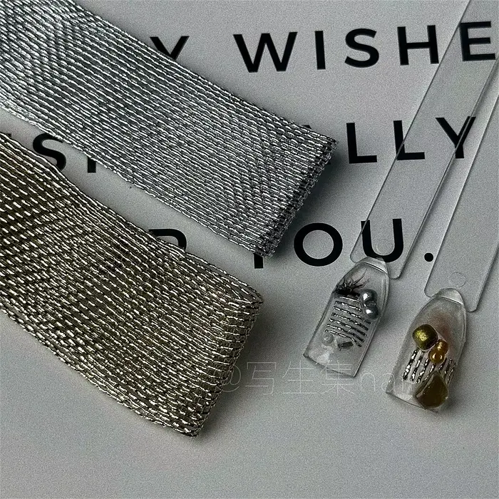 100CM or argent tissu Art Nail Art Decoratrion ongles accessoires bricolage Salon de manucure accessoire