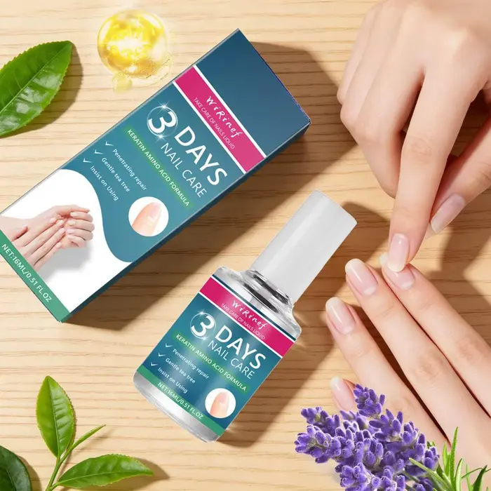 Huile de Soin des Ongles 3 Jours Formule Kératine Acides Aminés Séchage Rapide Effet Salon 90s Brillance Intense Sans Écaillage Hydratation Profonde Renforceur d'Ongles