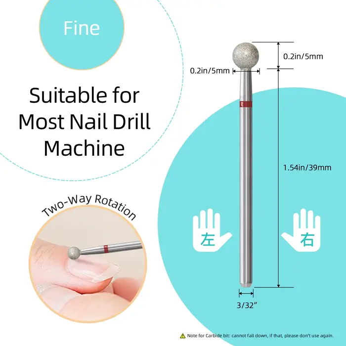 HYTOOS boule de grain fin cuticule propre forets à ongles diamant russe foret à ongles sécurité sous