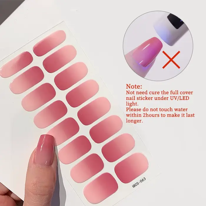 Autocollants dégradés à couverture complète pour ongles, multi-documents, curseur auto-adhésif, pas
