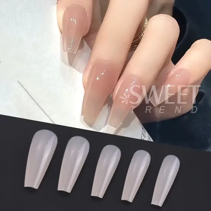 100 pièces nu rose faux ongles presse