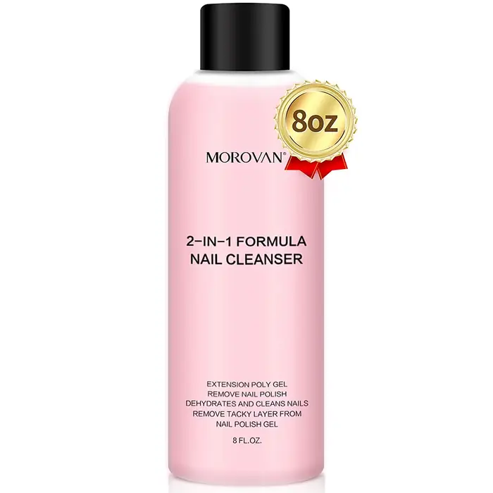 Nettoyant pour ongles 2 en 1 de 8oz (Solution antidérapante en Gel pour extensions d'ongles Poly +