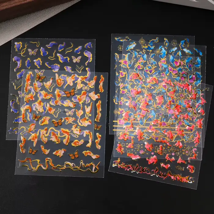 Autocollants pour ongles imprimés en marbre 3D