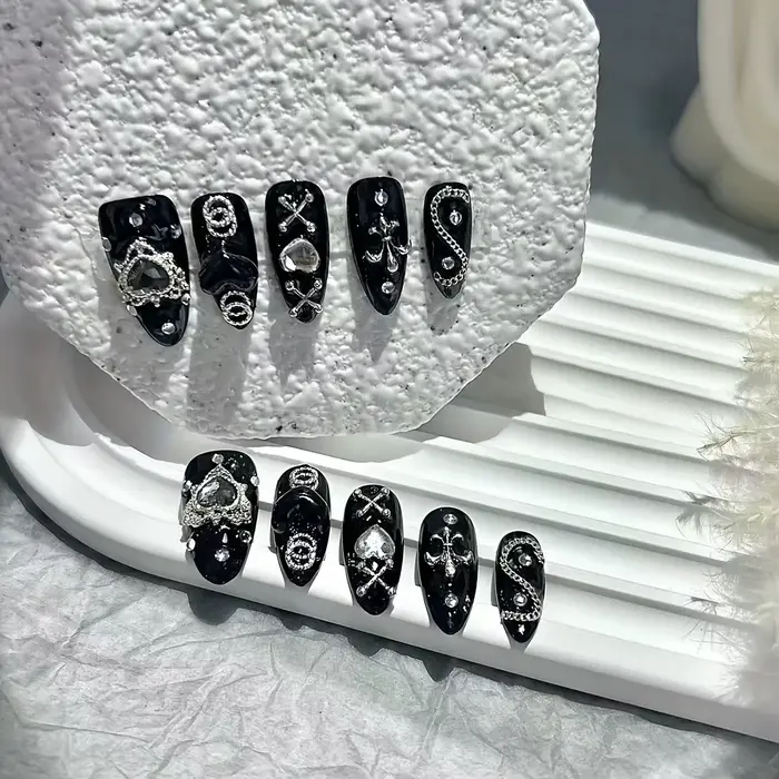 10 pièces à la main porter des ongles série Dark Mine foncé épicé fille Style Patch