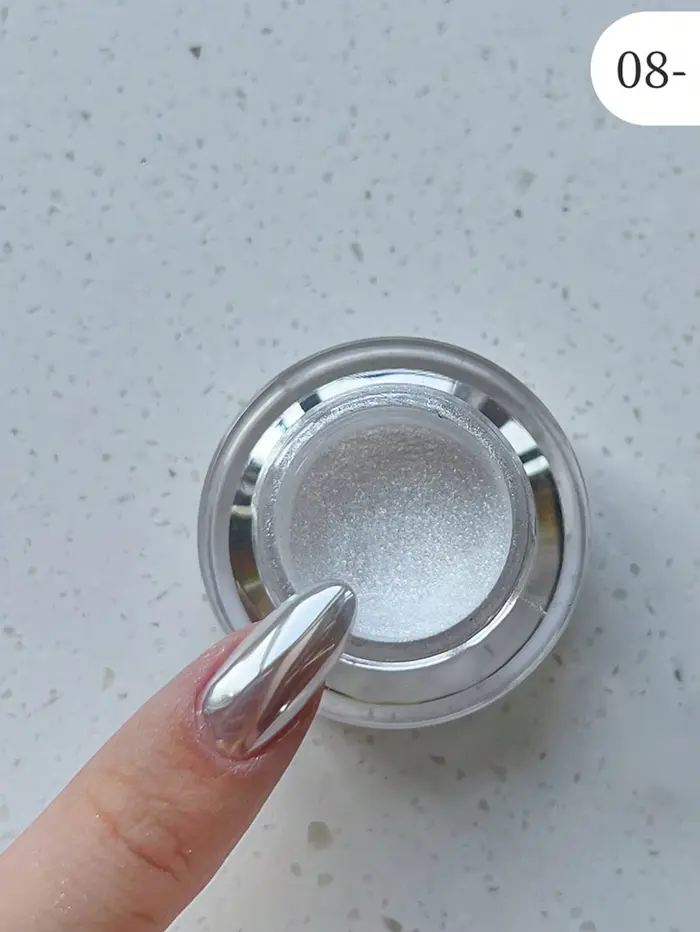 1 boîte de poudre à ongles miroir clair de lune argent paillettes fines effet métallique Pigment Gel