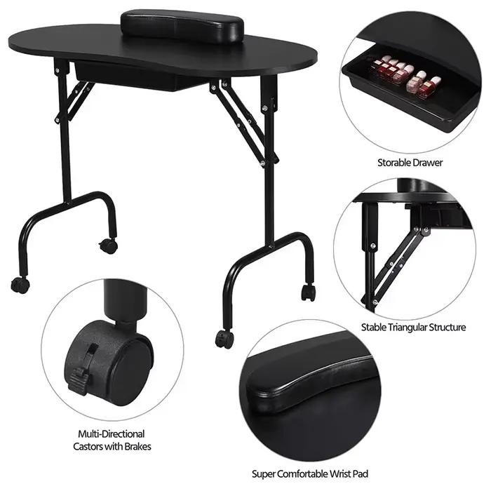 Table de manucure professionnelle pliable-bureau de Salon
