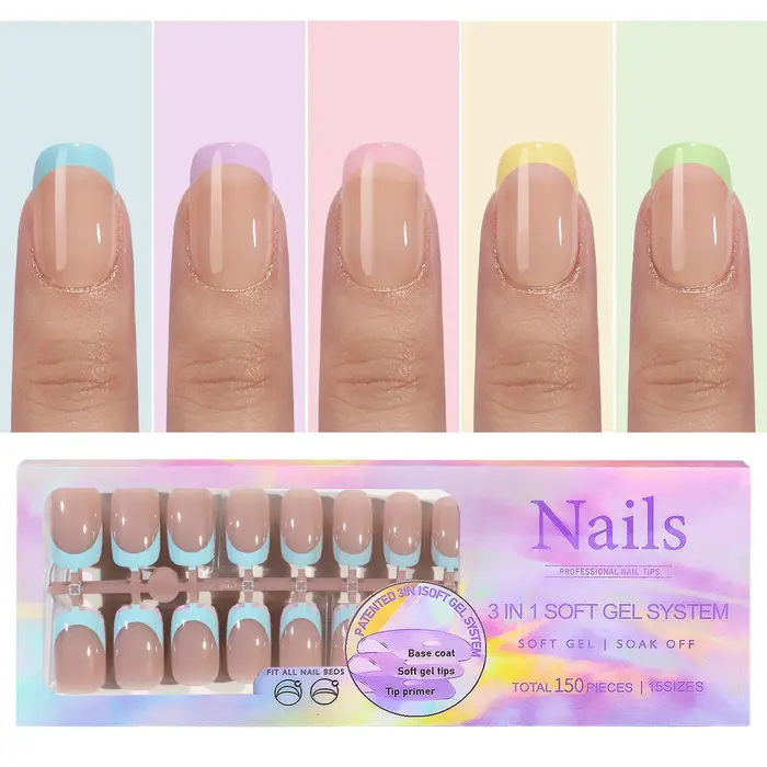 150 pièces multi-tailles faux ongles presse