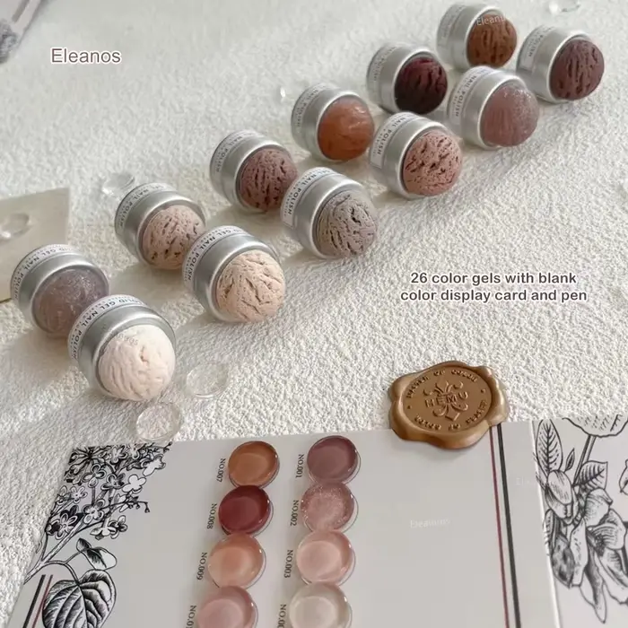 Eleanos Straberry rose marron 26 pièces Gel crème solide vernis Gel de peinture professionnelle avec nuancier pour Nail