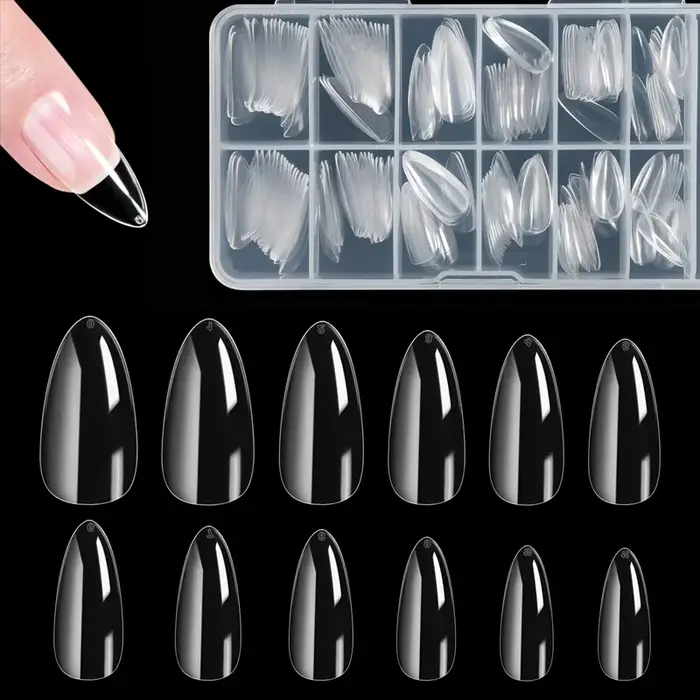 Faux ongles en amande, transparents mats