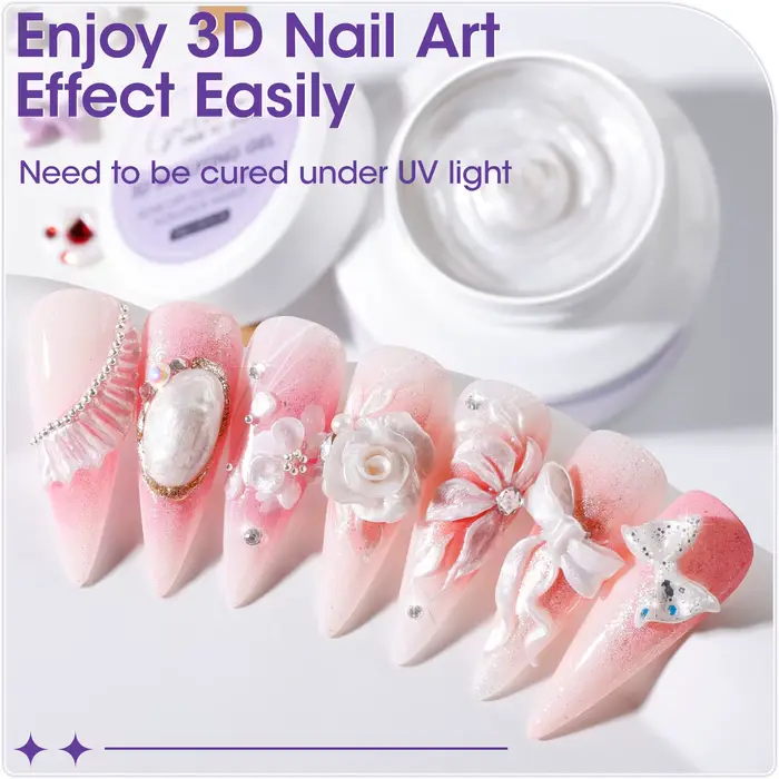 Kit de Gel Sculptant 3D pour Ongles 30g Blanc Nacré