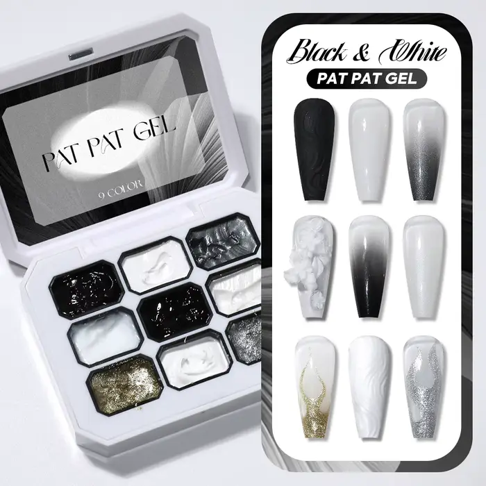 1 pièce Gel de vernis à ongles solide noir et blanc