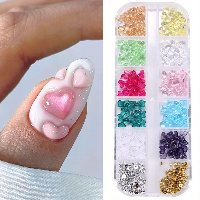 12 grilles en forme de cœur pour Nail Art