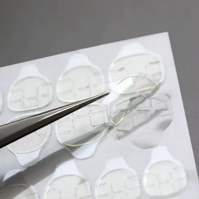5 feuilles tampons Double face faux ongles ruban adhésif colle autocollant gelée
