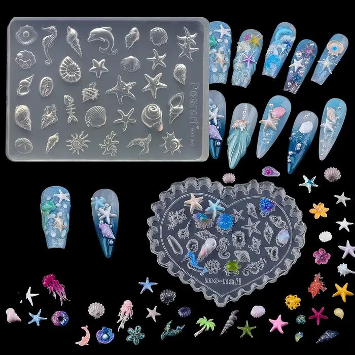 Moule à ongles en silicone Océan d'été
