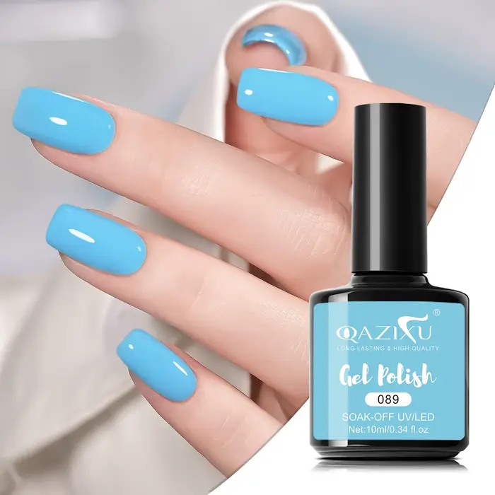 QAZIXU Vernis à ongles gel bleu ciel semi-permanent UV LED, outils de manucure pour salon et nail ar